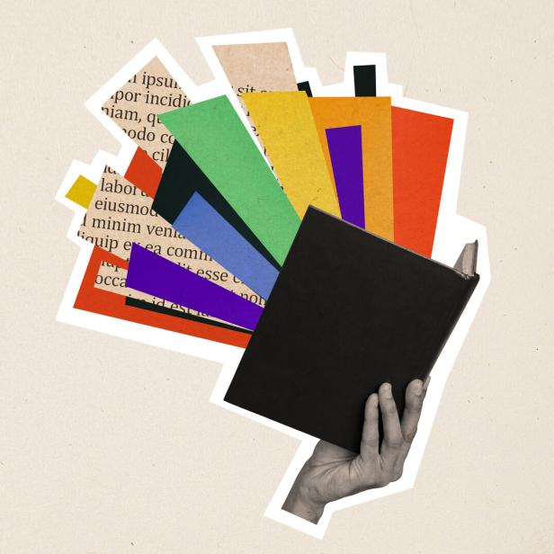 Composite trend artwork sketch image 3d photo collage of huge black white silhouette hand hold book immerse yourself in new world fantasy imagination inspiration