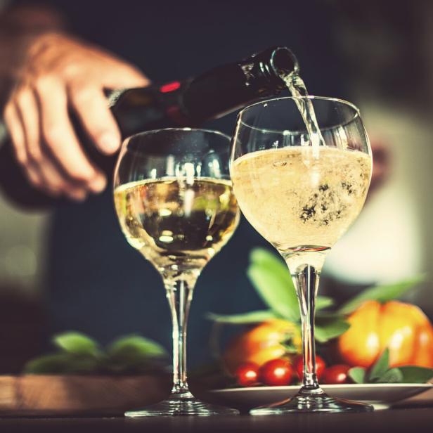 Man pouring sparkling wine