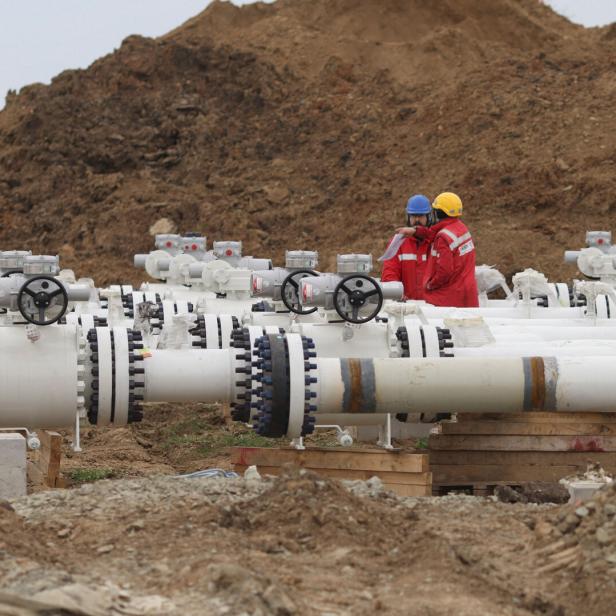 Tour of the construction site of the pipeline which will bring gas from major offshore project Neptun Deep on land in Tuzla