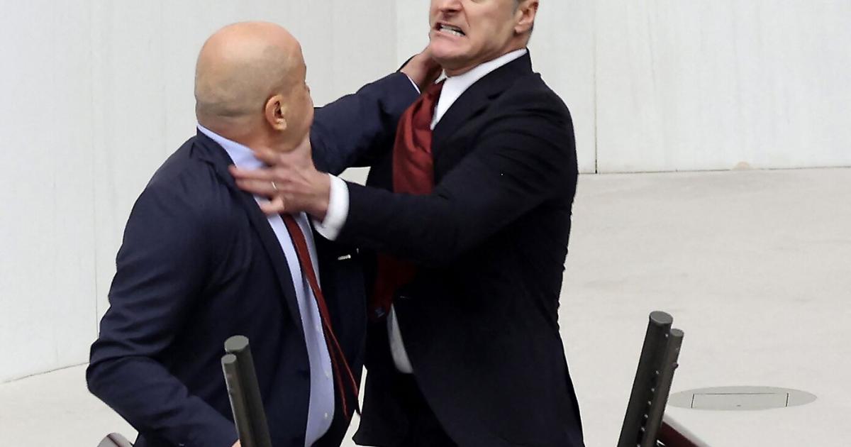 Brawl in Turkish parliament during debate on human rights