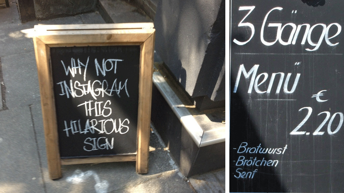 Lustige Schilder: Sarkasmus zum Mitnehmen