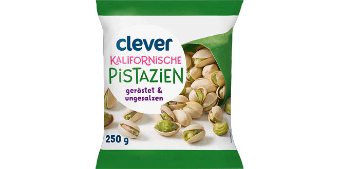 Clever Kalifornische Pistazien geröstet und ungesalzen 250g