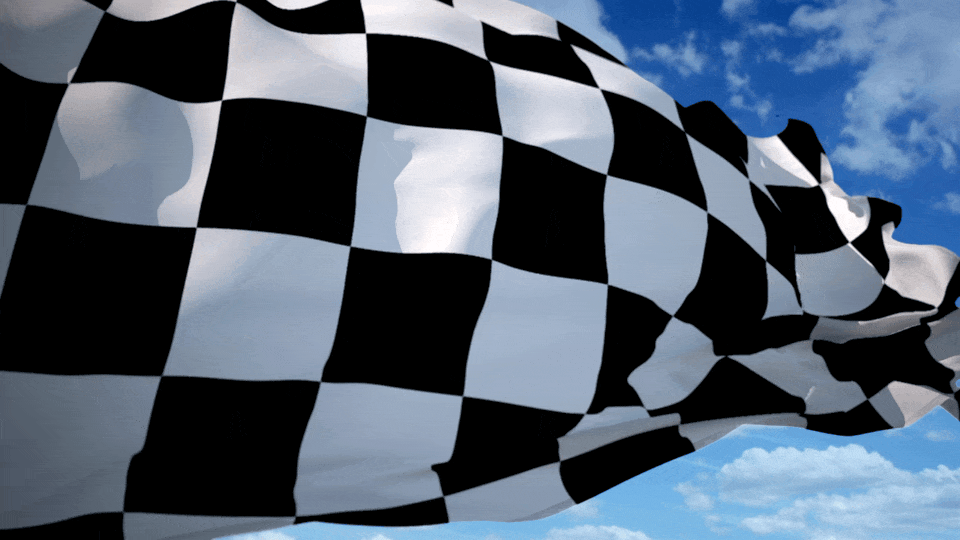 Eine wehende Formel-1-Flagge.