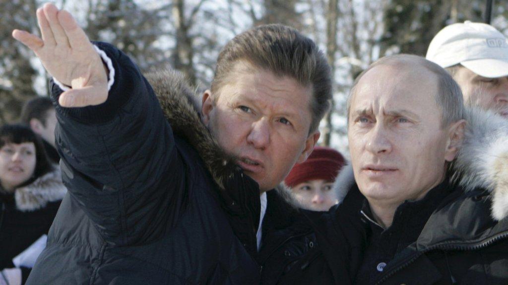 REUTERSRussian President Vladimir Putin (R) listens to Gazproms Chief Executive Alexei Miller as they tour the newly opened alpine ski center at Krasnaya Polyana in the southern Black Sea resort of Sochi January 2, 2008. Sochi will host the Winter Olympic