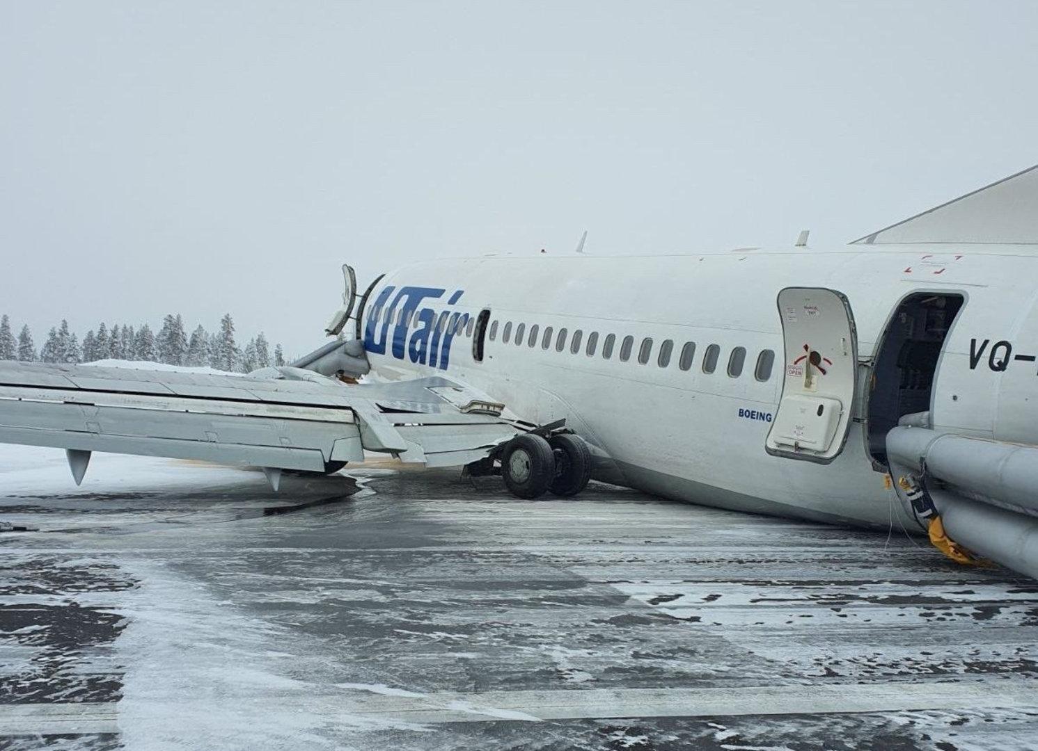 Boeing rutschte von vereister Landebahn in Russland