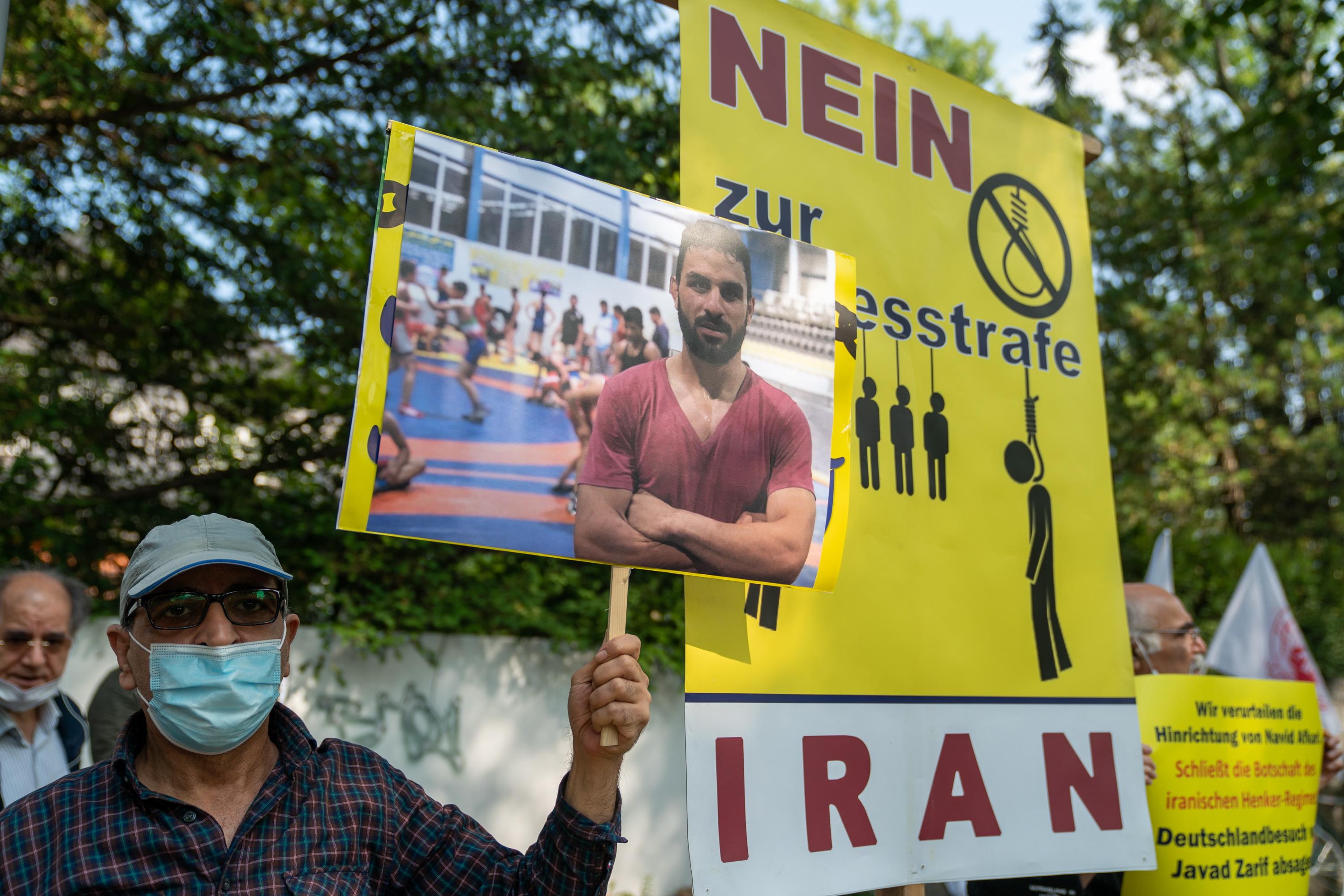 Protest in Berlin against execution of Iranian wrestler Navid Afkari Protest in Berlin against execution of Iranian wrestler Navid Afkari