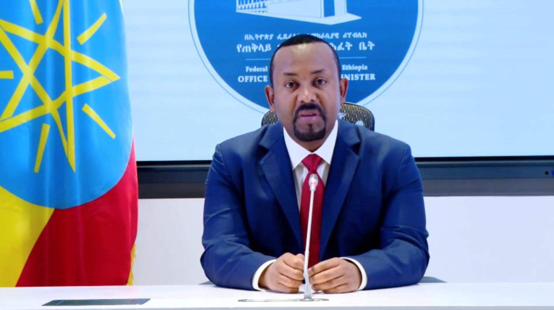 FILE PHOTO: Ethiopia's Prime Minister Abiy Ahmed makes a statement, in Addis Ababa