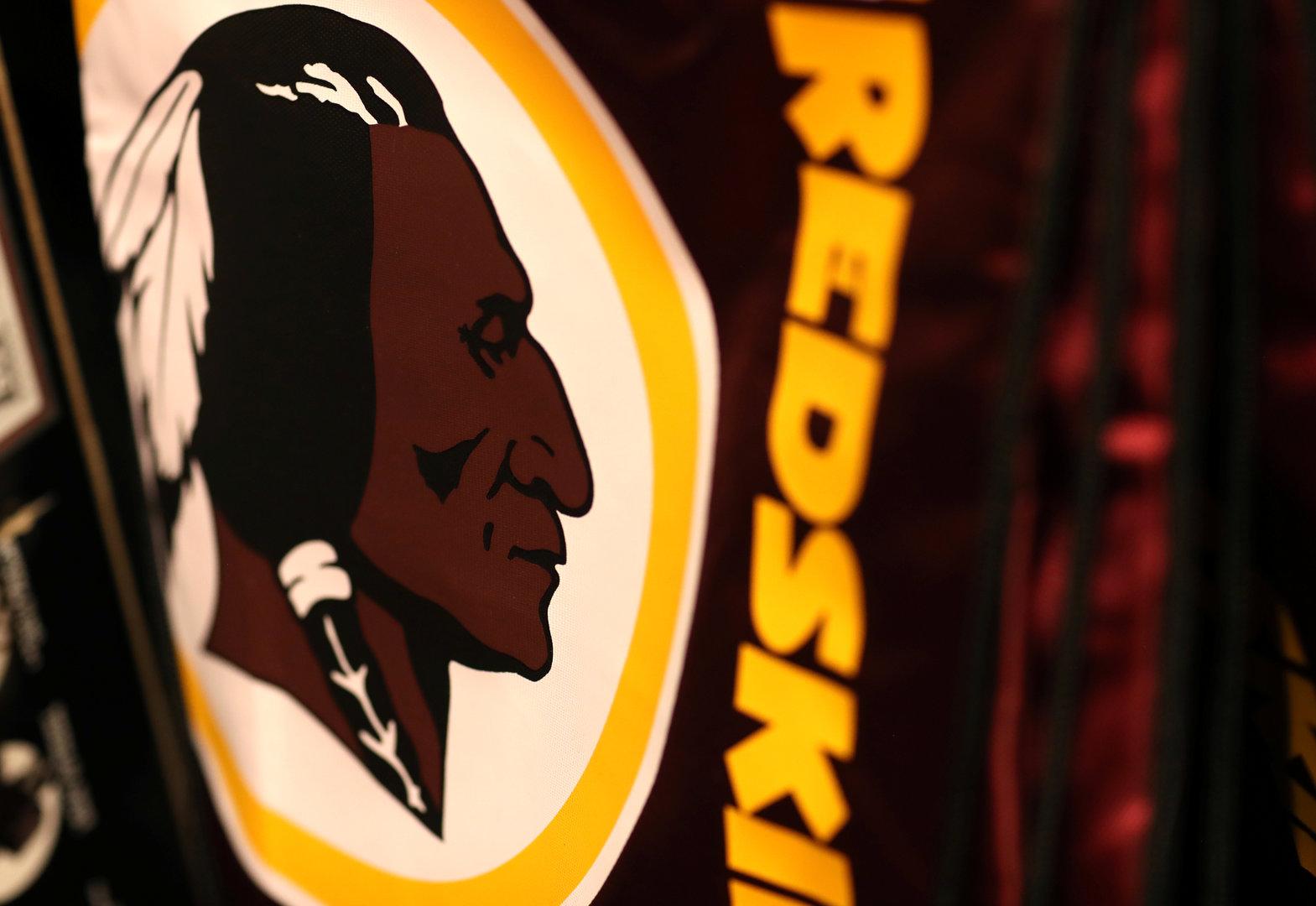 Washington Redskins branded merchandise sits on display in a sports store in Virginia