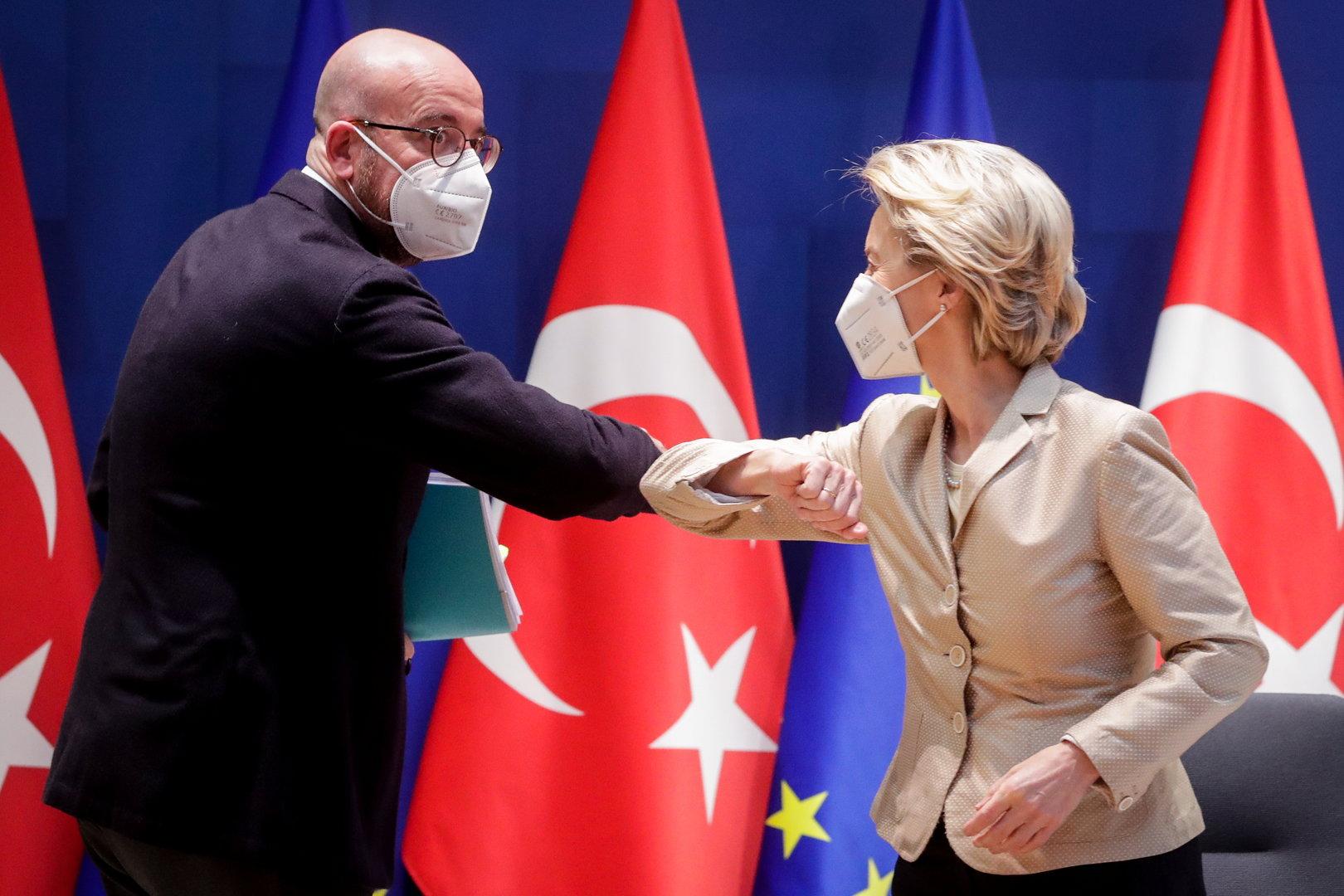 EU Commission President von der Leyen and EU Council President Michel hold video call with Turkey's President Erdogan