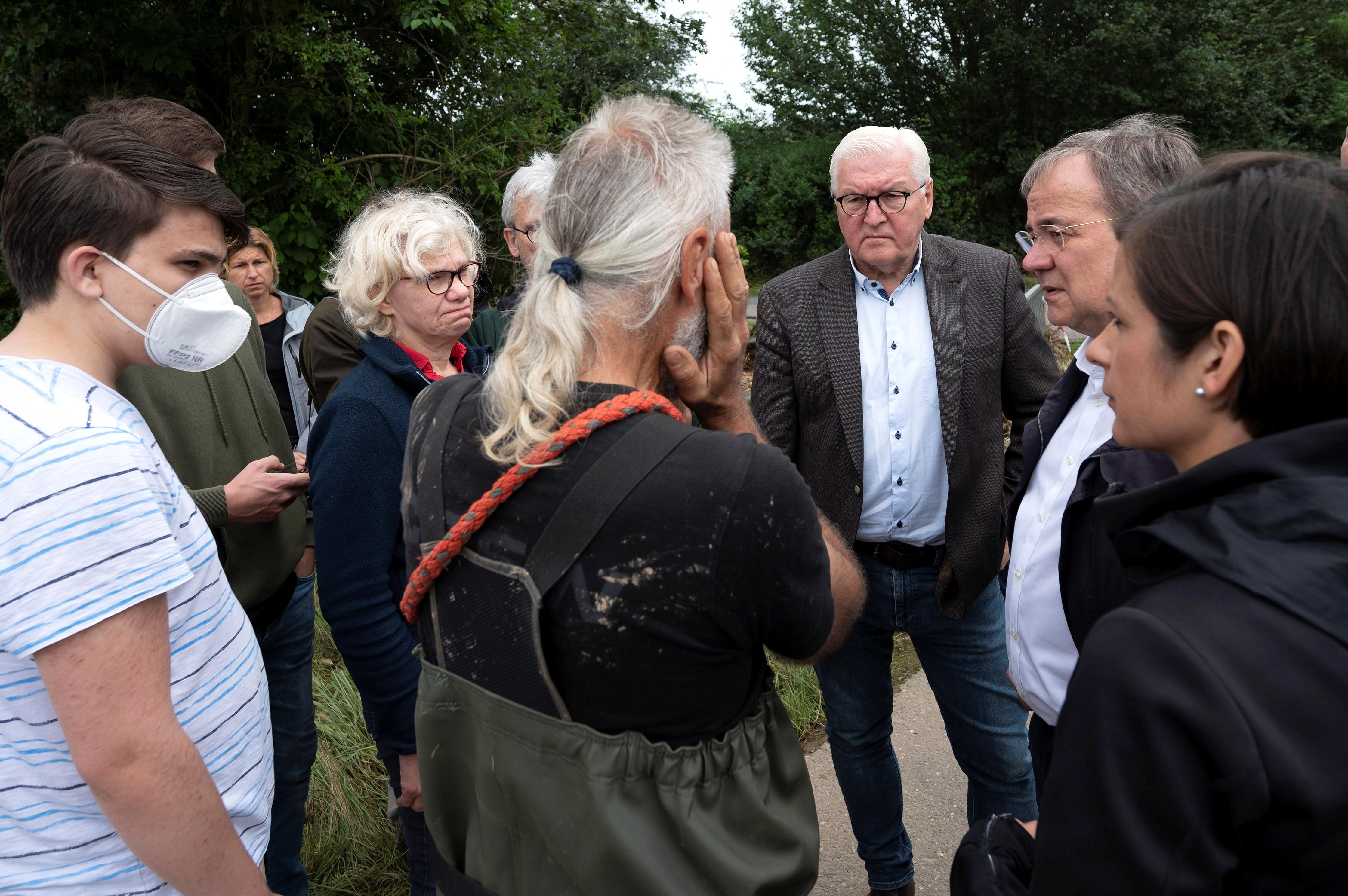 German President Steinmeier and CDU leader and premier of North Rhine-Westphalia Laschet visit the flood-affected area close to Erftstadt German President Steinmeier and CDU leader and premier of North Rhine-Westphalia Laschet visit the flood-affected area close to Erftstadt
