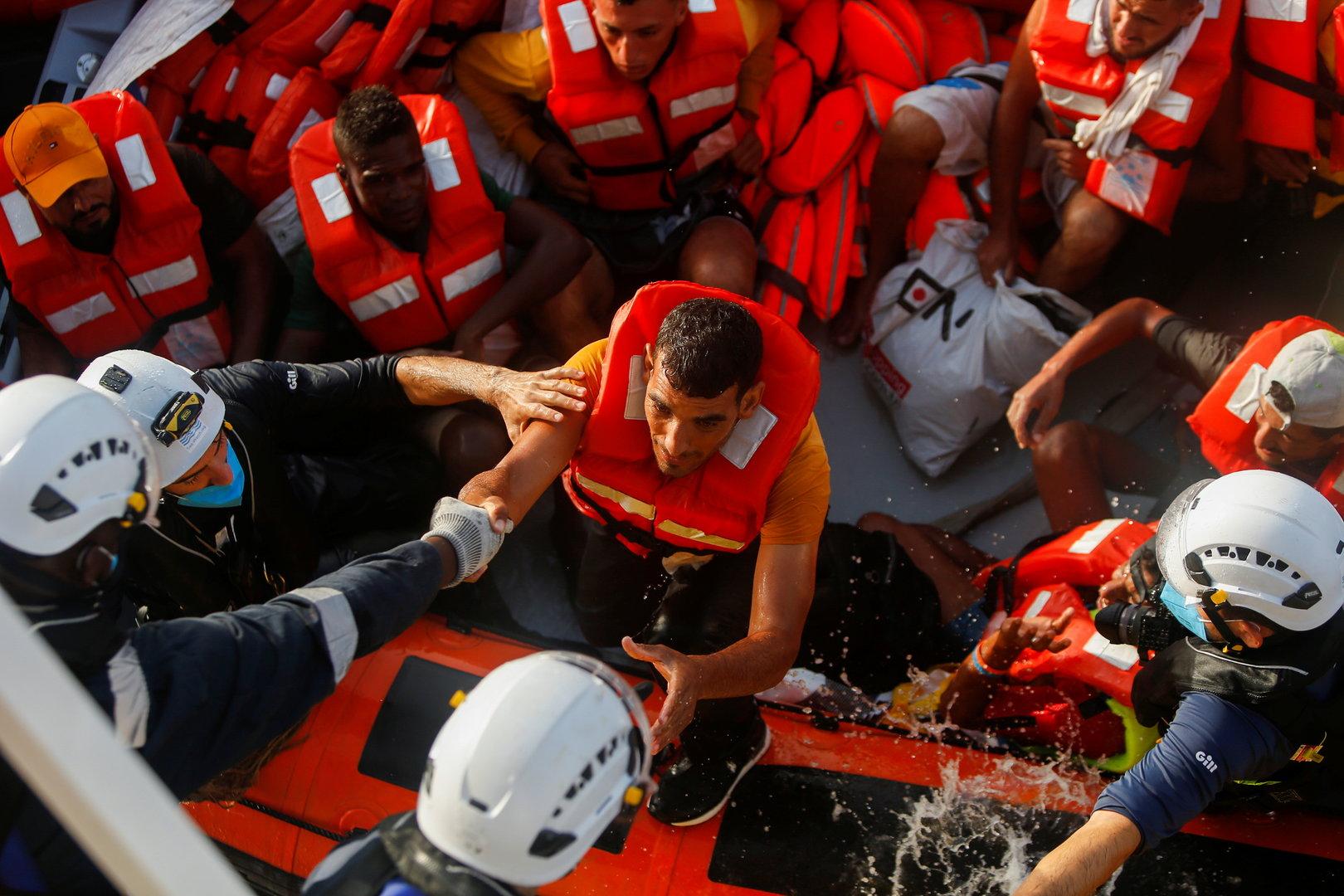 Migrants rescued by NGO migrant rescue ship Sea-Watch 3 in Mediterranean Sea