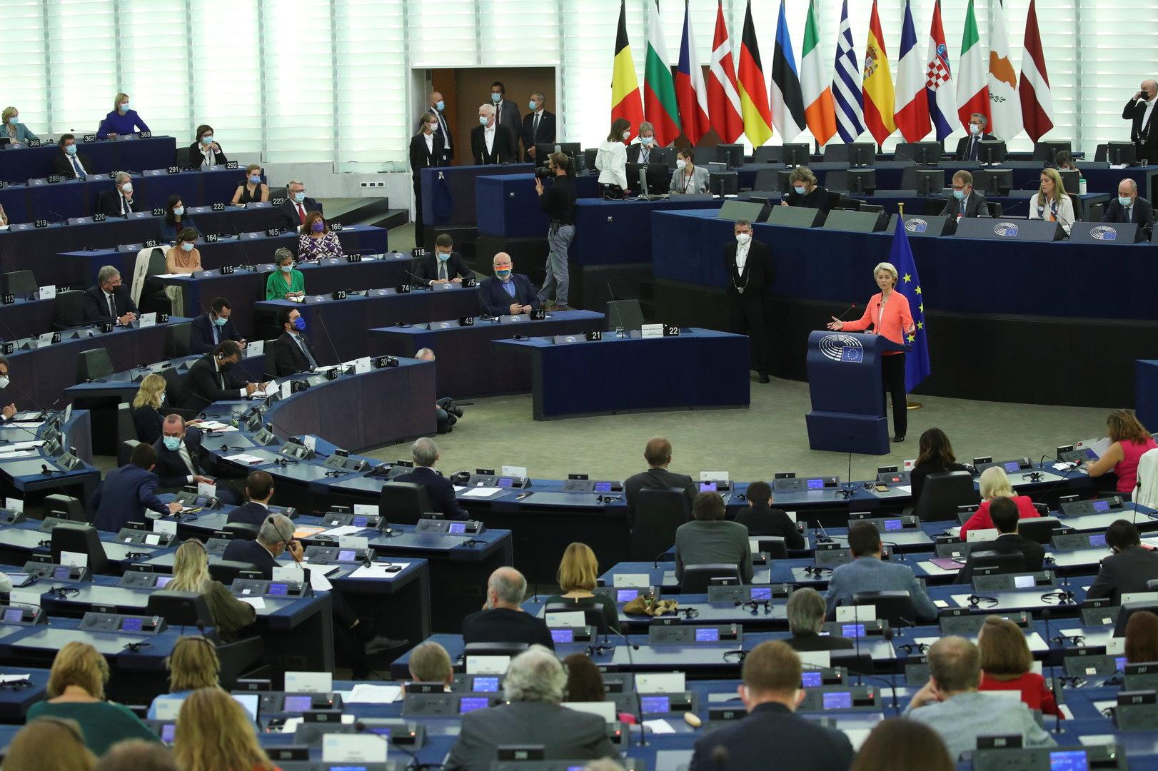 EU Commission President von der Leyen speaks at European Parliament in Strasbourg