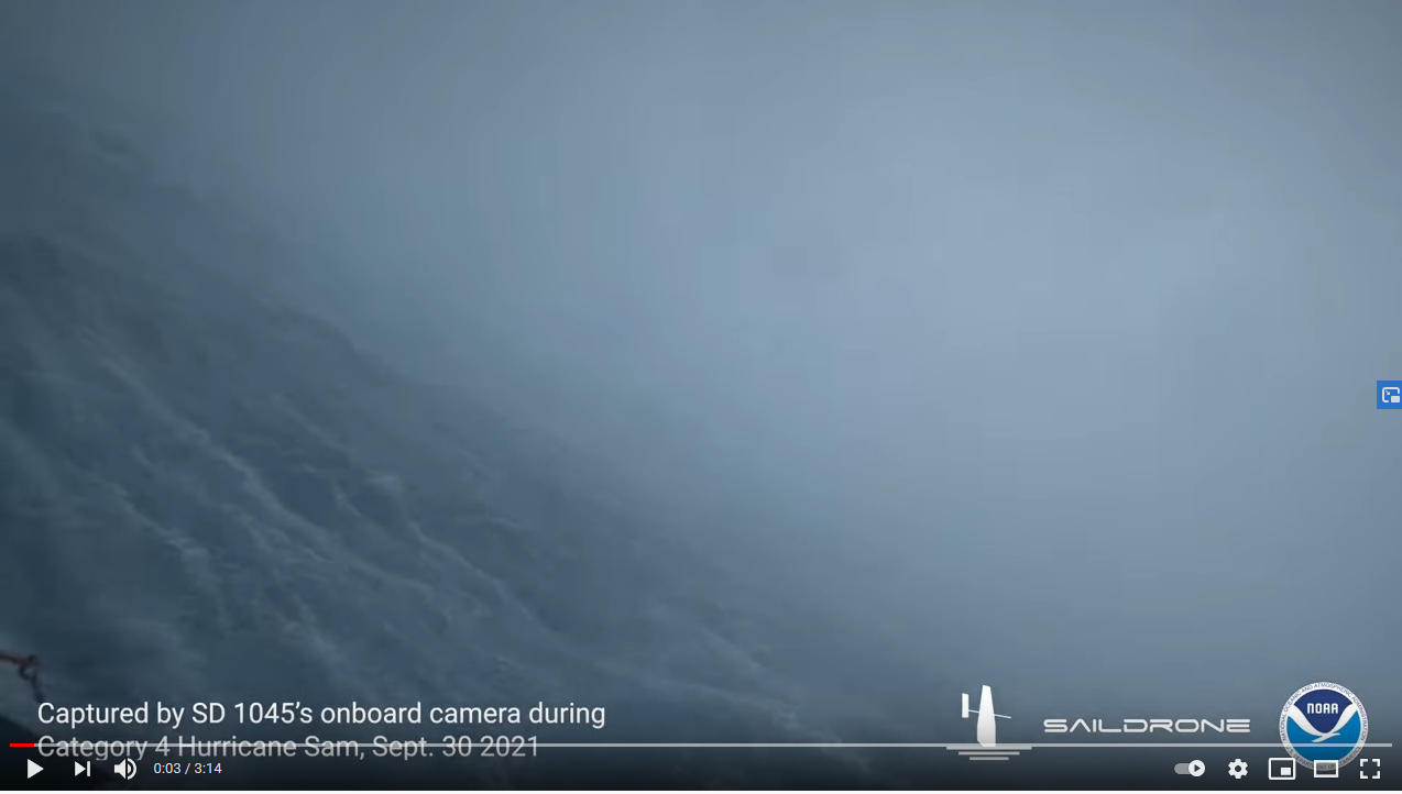 Einblick in den Kategorie-4-Hurrikan Sam, aufgenommen von der Bordkamera des SD 1045 am 30. September 2021.