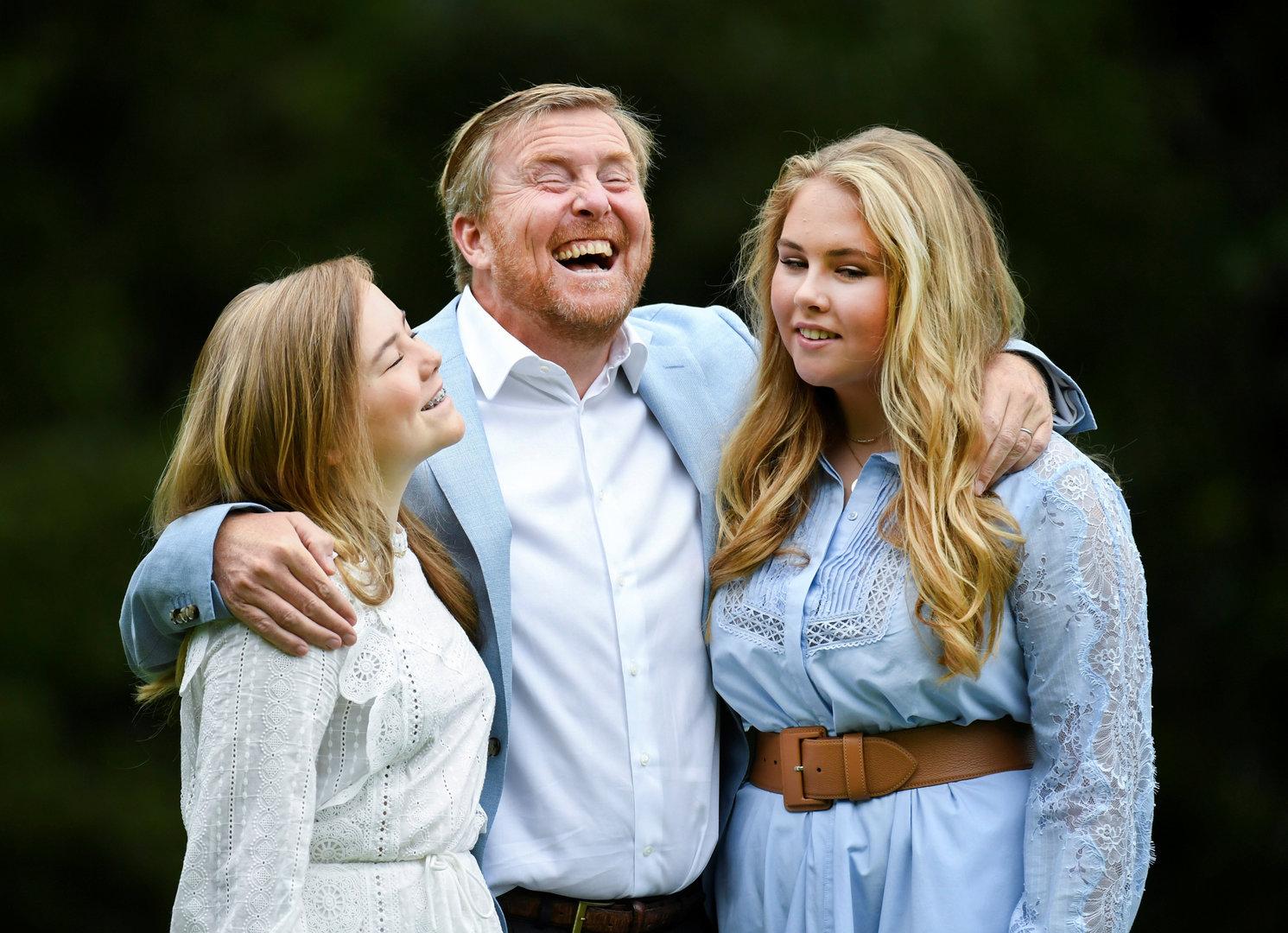 Members of the Dutch Royal family pose during an official photo session in The Hague