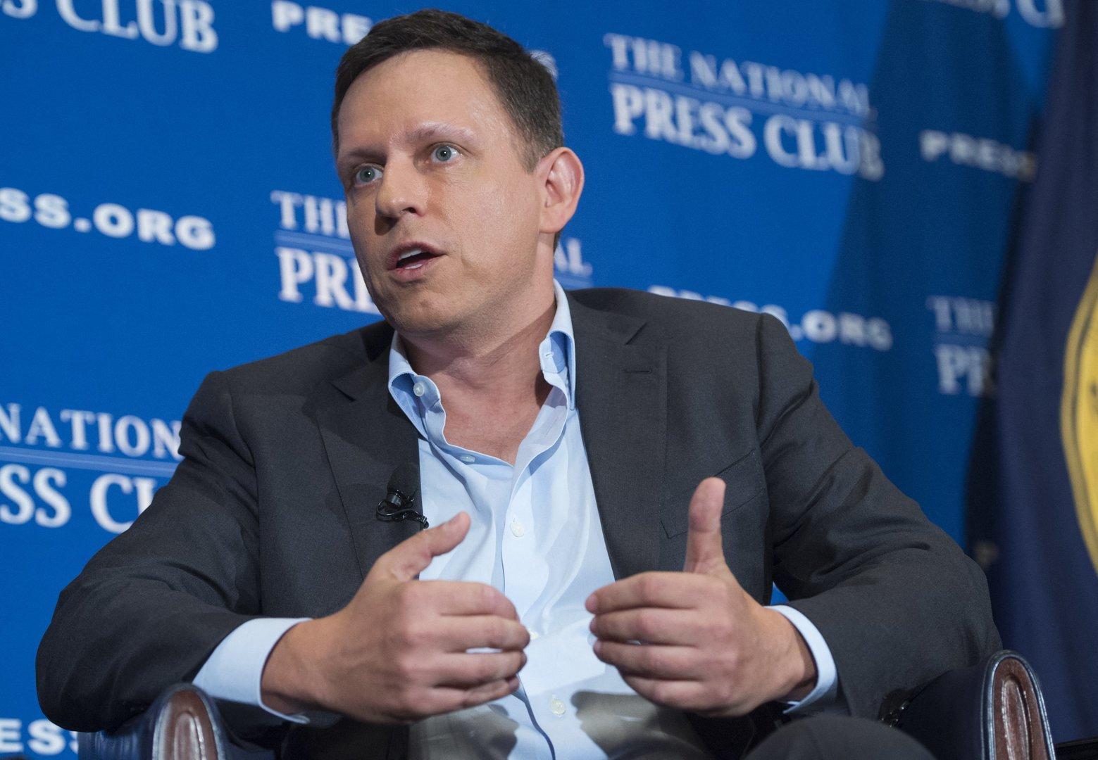 Entrepreneur Peter Thiel speaks at the Press Club