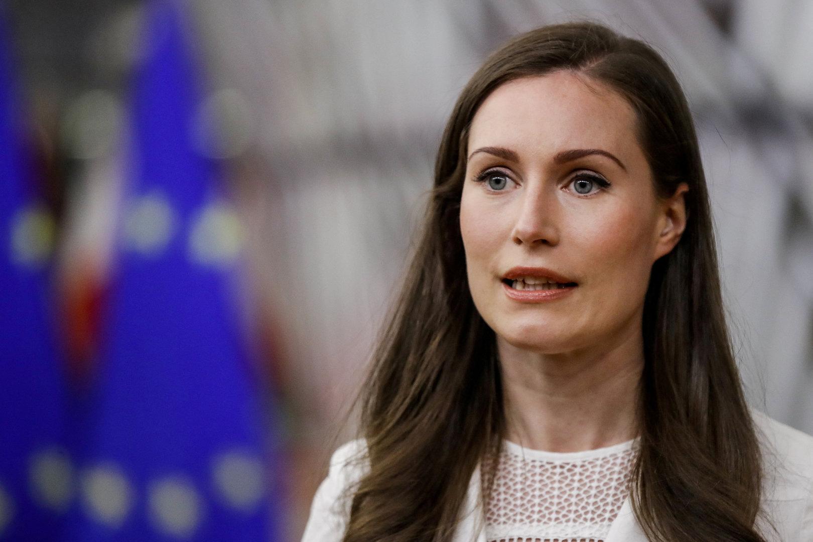 FILE PHOTO: Finnish Prime Minister Sanna Mari at an EU summit in Brussels