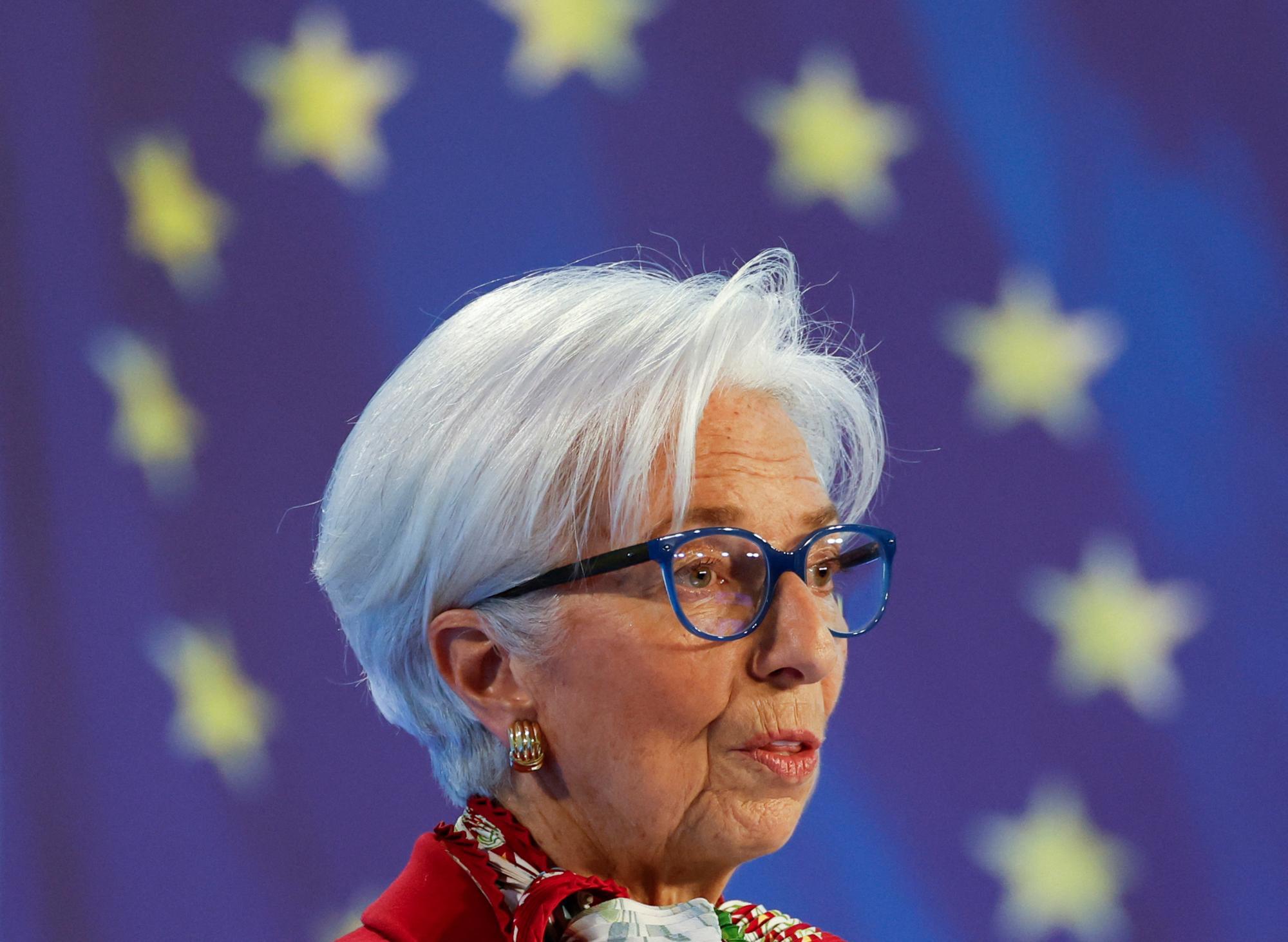 ECB President Lagarde attends a news conference following the ECB's monetary policy meeting in Frankfurt