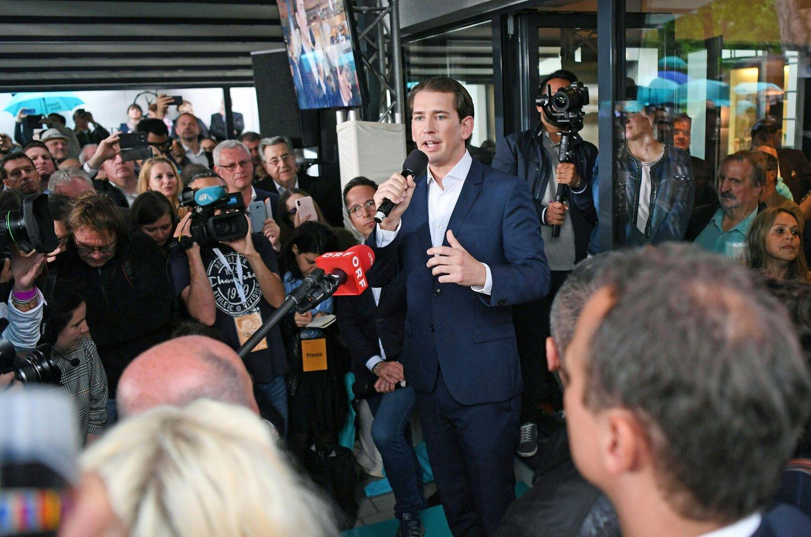27. Mai 2019: ÖVP-Chef und Kanzler Sebastian Kurz schwört auf der Polak auf Neuwahl ein