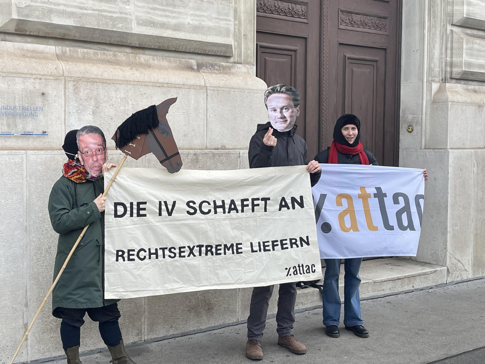 Protesaktion vor dem Haus der Industrie