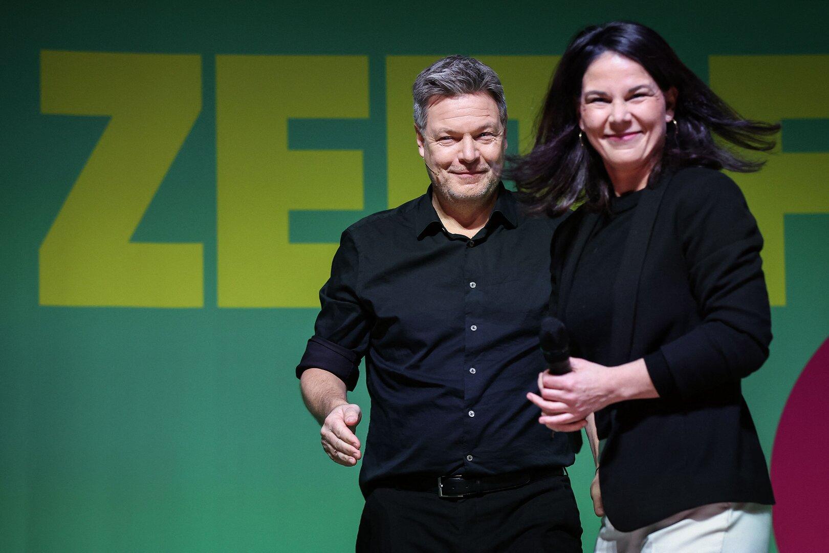 Robert Habeck und Annalena Baerbock auf einer Veranstaltung der Grünen.