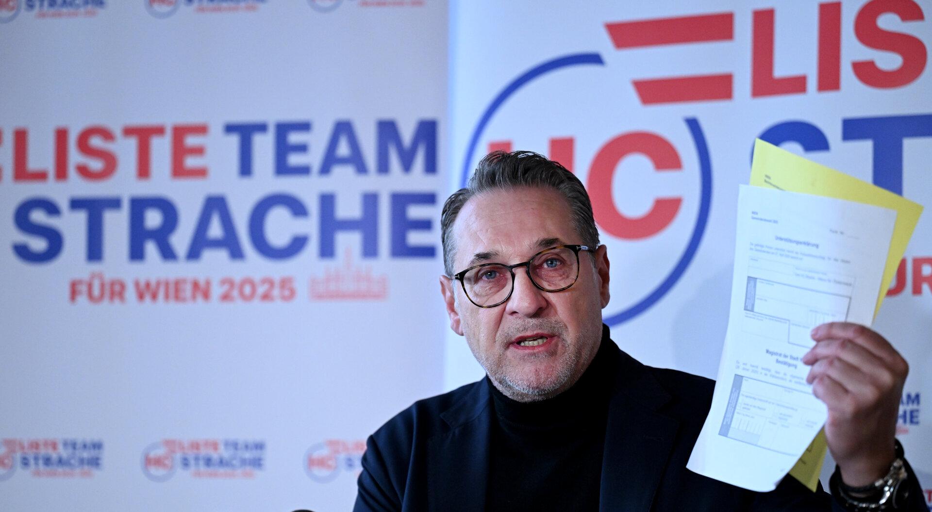 Heinz-Christian Strache präsentiert die „Liste Team Strache“ für die Wien-Wahl 2025.
