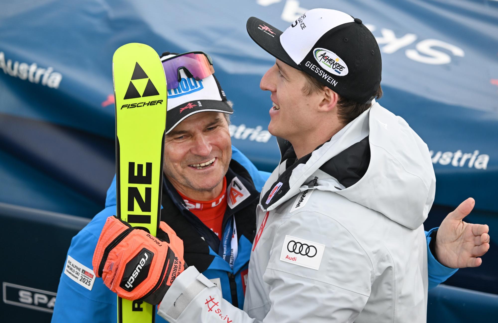 ALPINE SKI-WM 2025 SAALBACH-HINTERGLEMM: RIESENTORLAUF DER MÄNNER / HAASER (AUT), MANDL ALPINE SKI-WM 2025 SAALBACH-HINTERGLEMM: RIESENTORLAUF DER MÄNNER / HAASER (AUT), MANDL