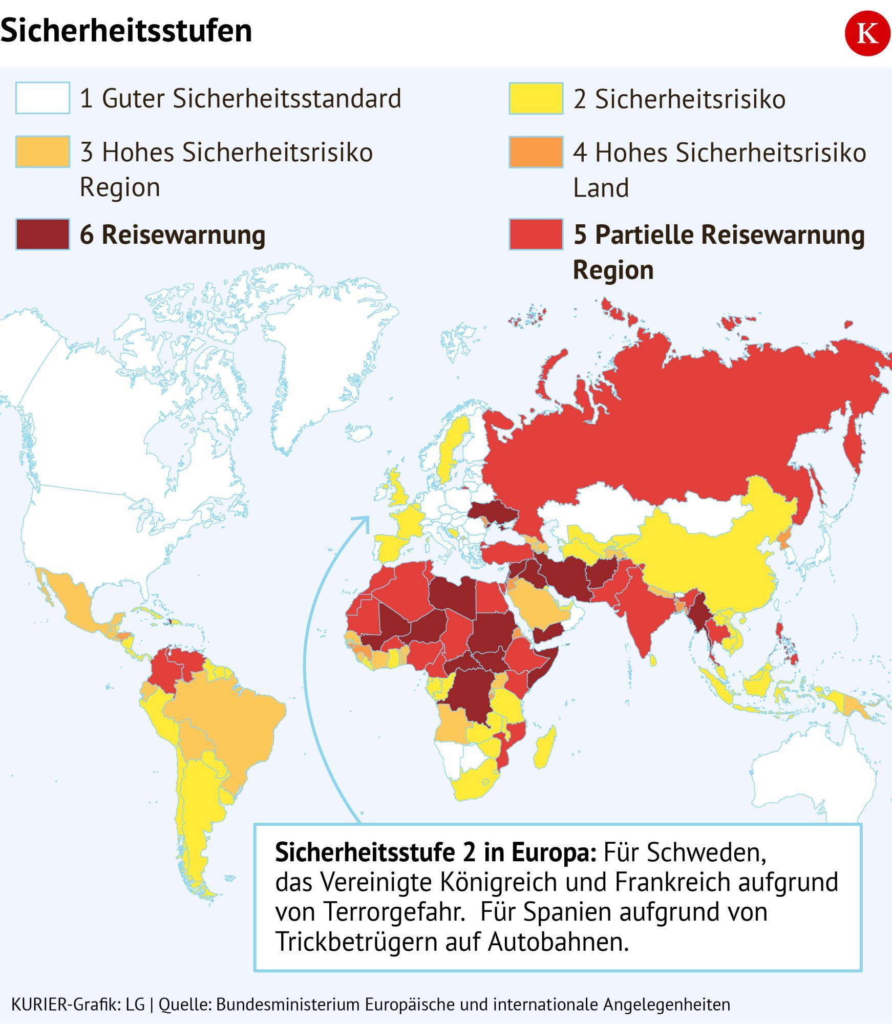 Grafik Reisewarnungen und Sicherheitsrisiken