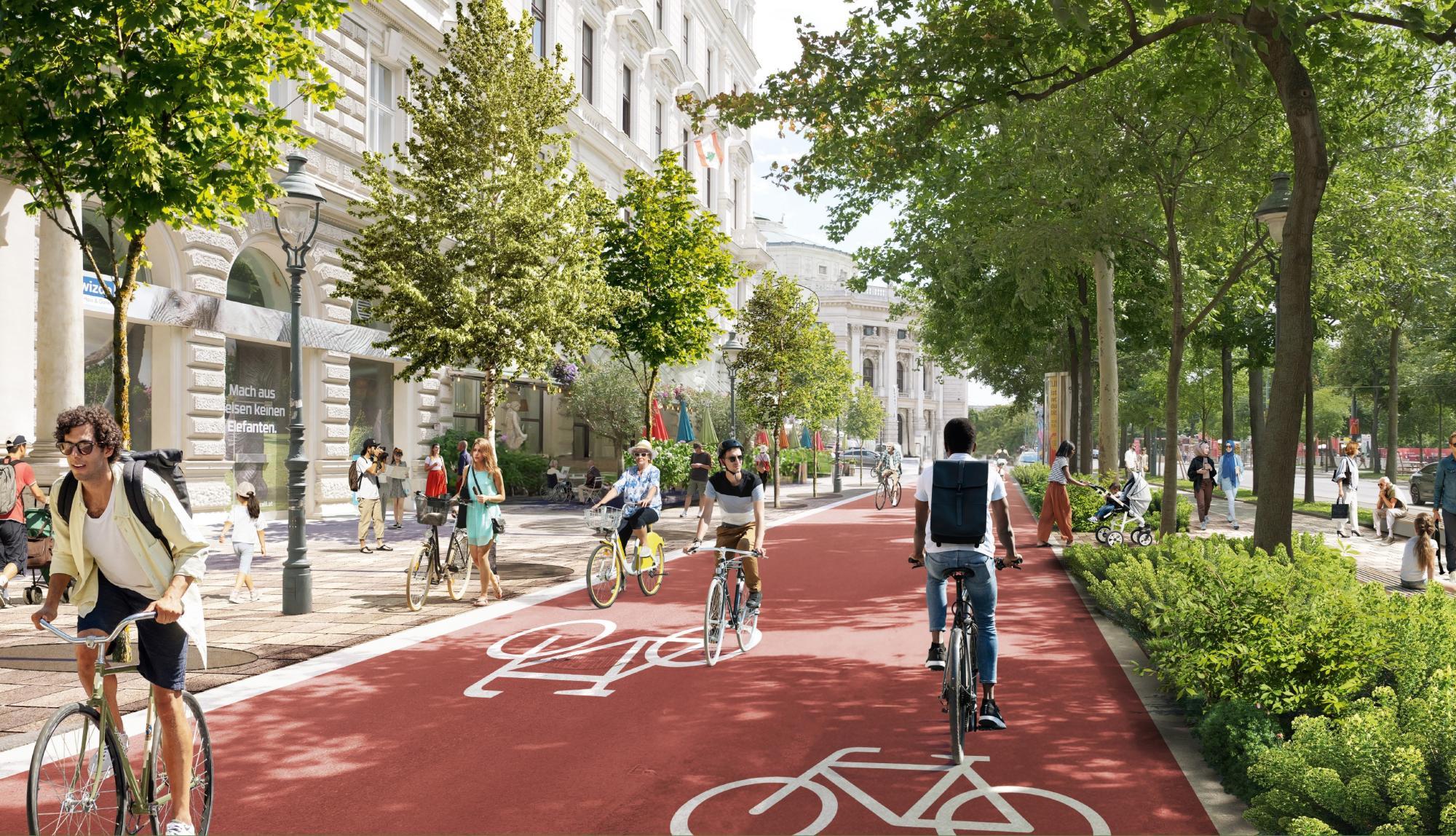 Dunajski Zeleni predstavili koncept za preureditev Ringstraße s poudarkom na kolesarjenju in pešpoti
