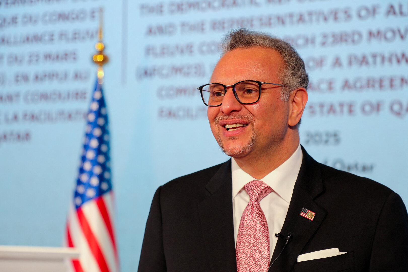 U.S President Trump's senior adviser for Africa Massad Boulos speaks to Reuters in Doha