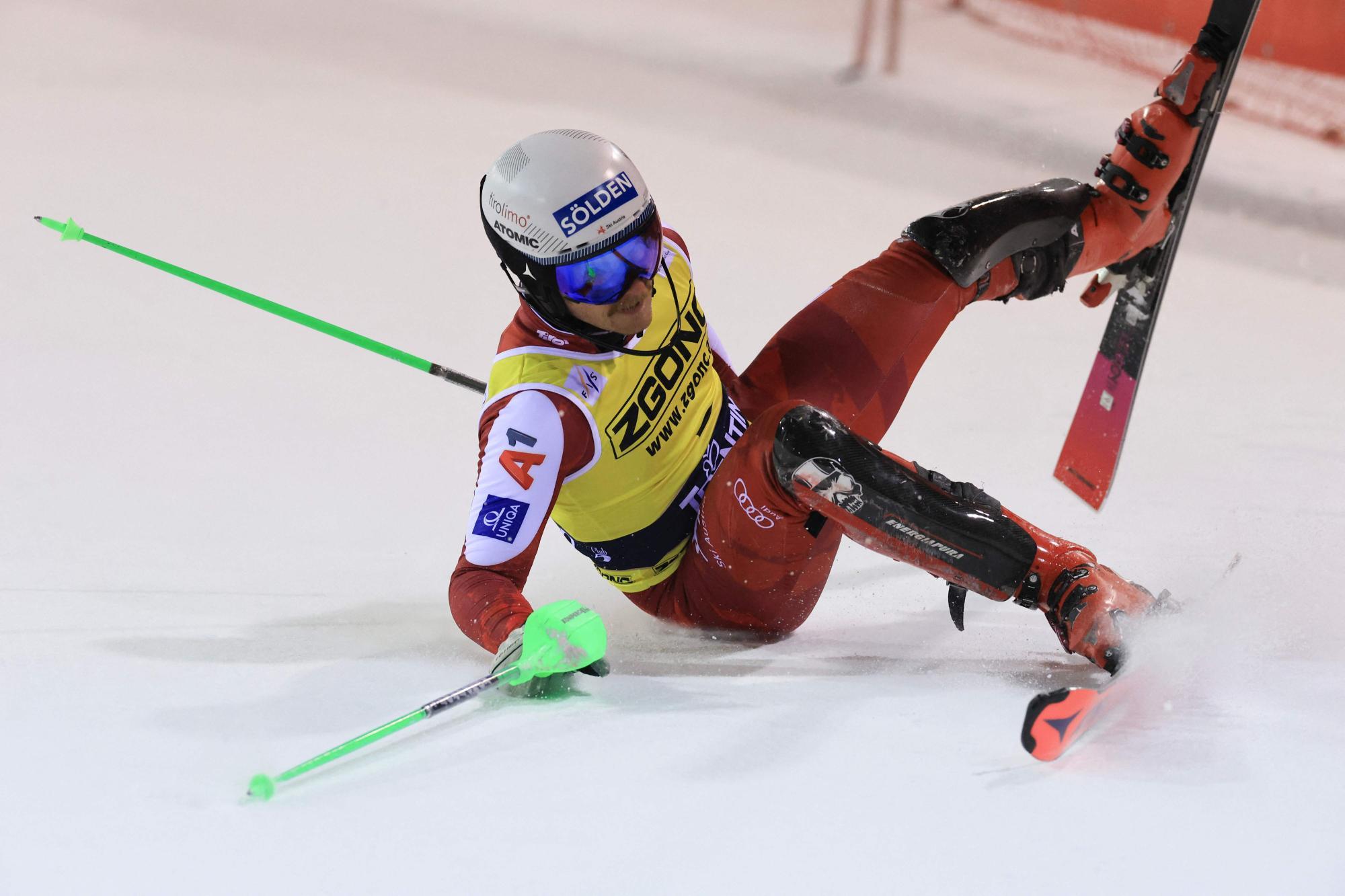SKI-ALPINE-WORLD-ITA-MEN-SLALOM Fabio Gstrein kam in Madonna nicht ins Ziel