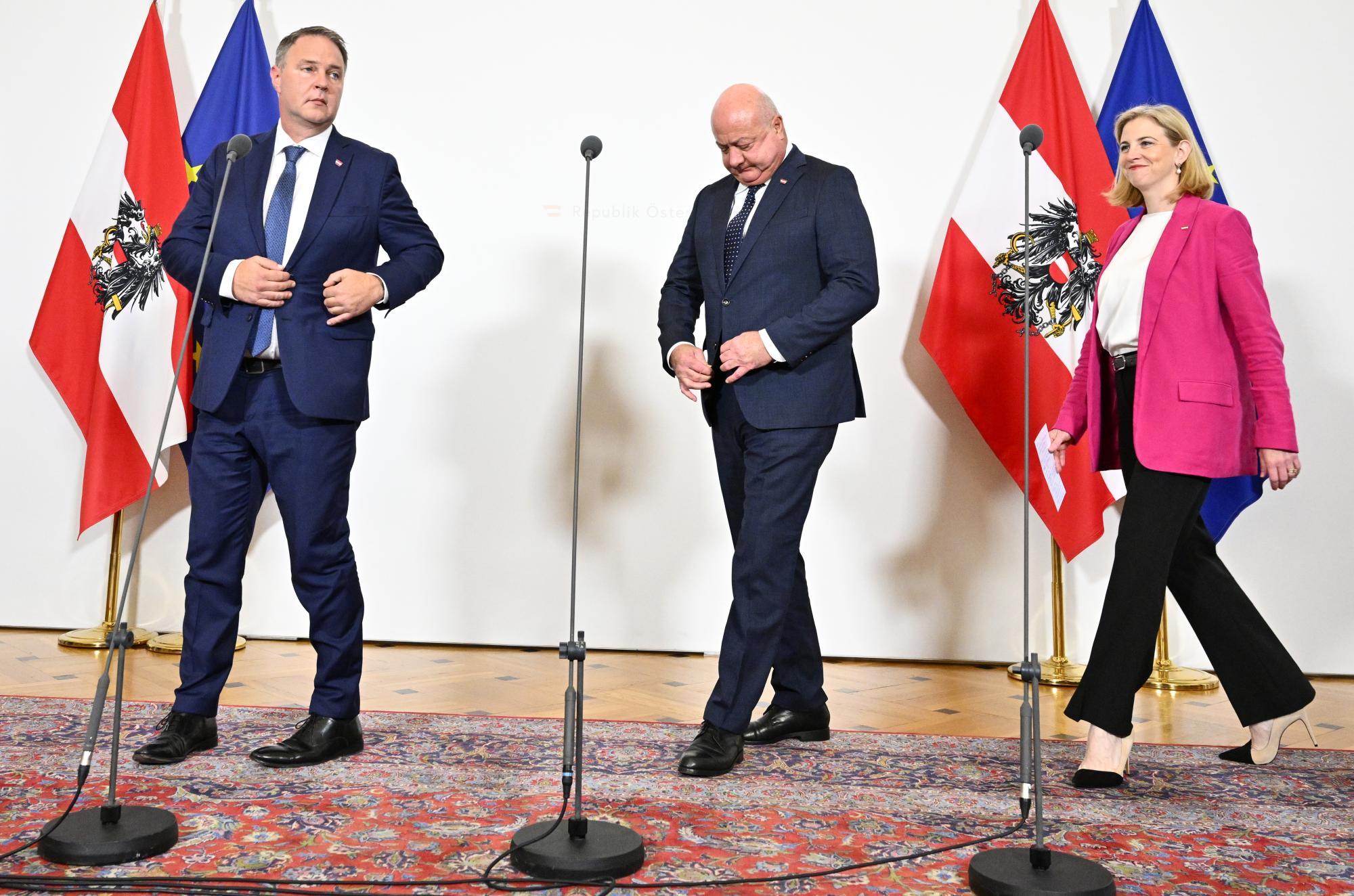 Parteichefs von SPÖ, ÖVP und Neos