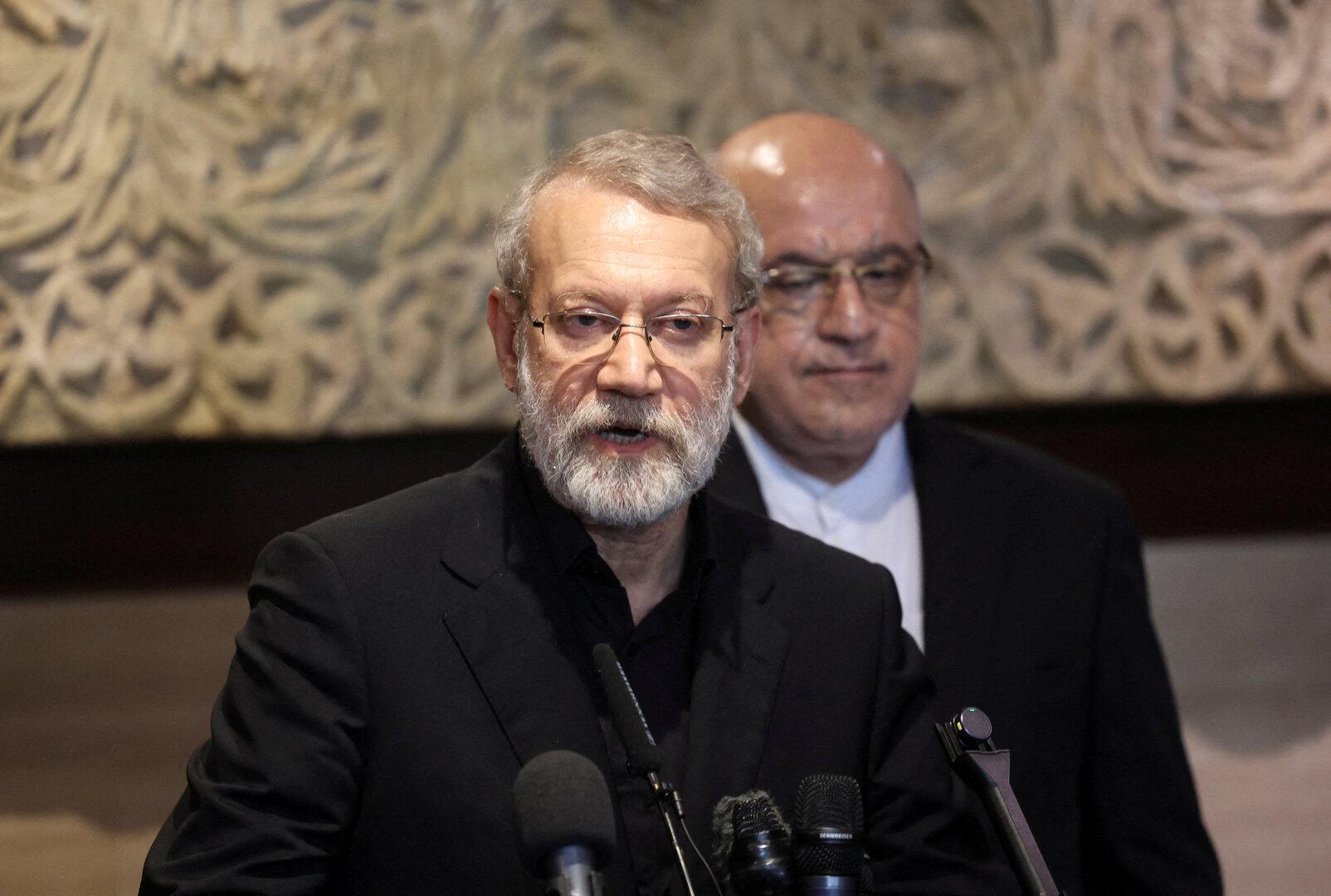 FILE PHOTO: Iran's Supreme National Security Council Secretary Ali Larijani speaks after meeting with Lebanese Parliament Speaker Nabih Berri, in Beirut