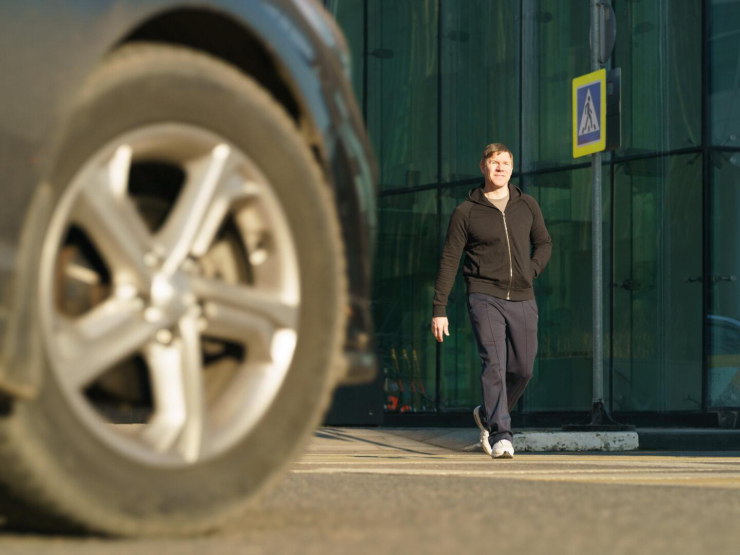 Photography of handsome man in spring sunny day outdoors