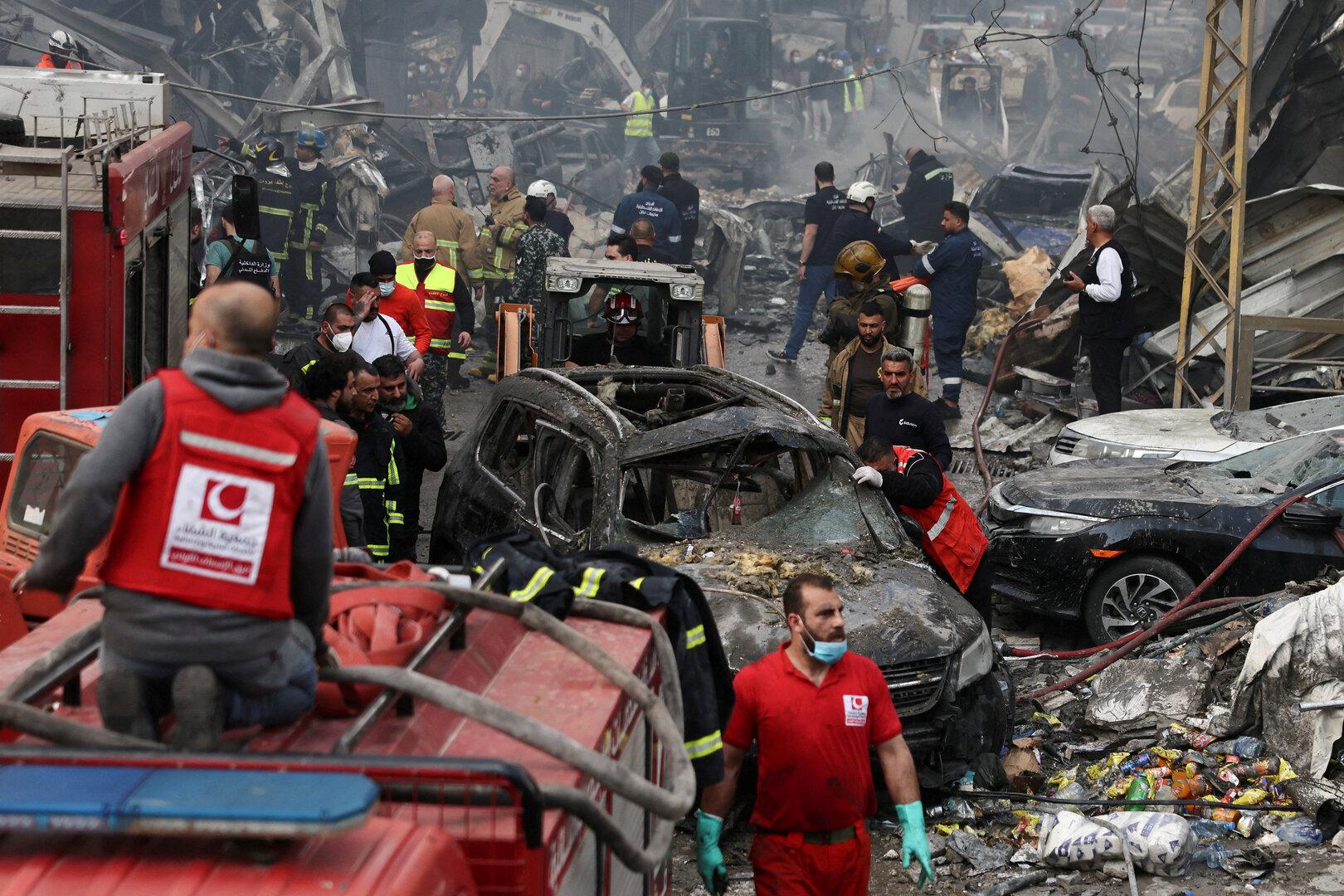 Aftermath of Israeli strike in Al-Mazraa, Beirut