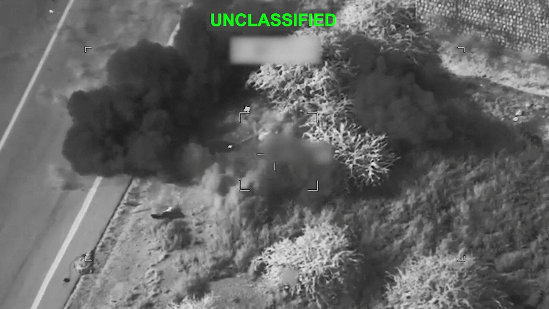Explosions at an unknown location, during what U.S. Central Command says are strikes on Iran
